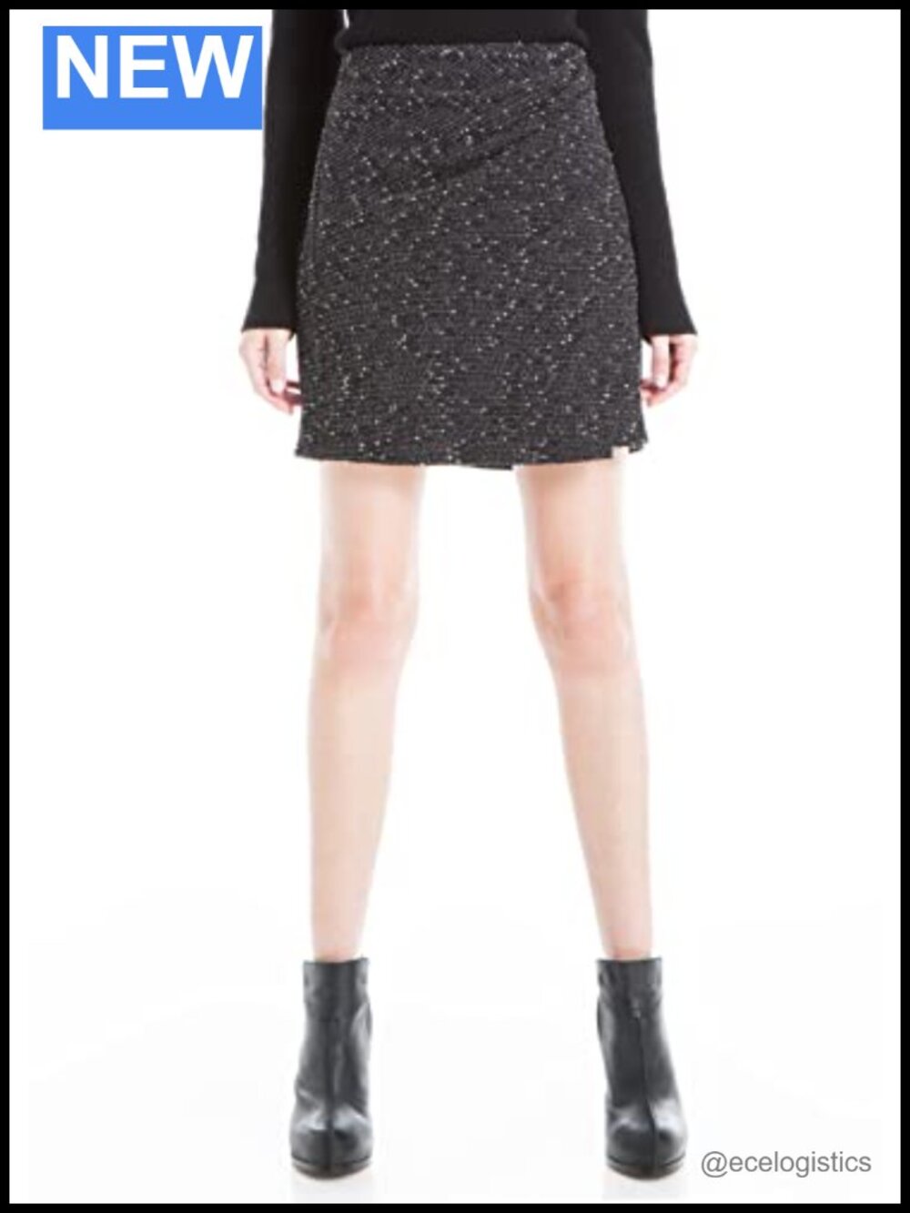 Tweed Mini Skirt Pull On Knit Mid Rise Formal Dance Skirt